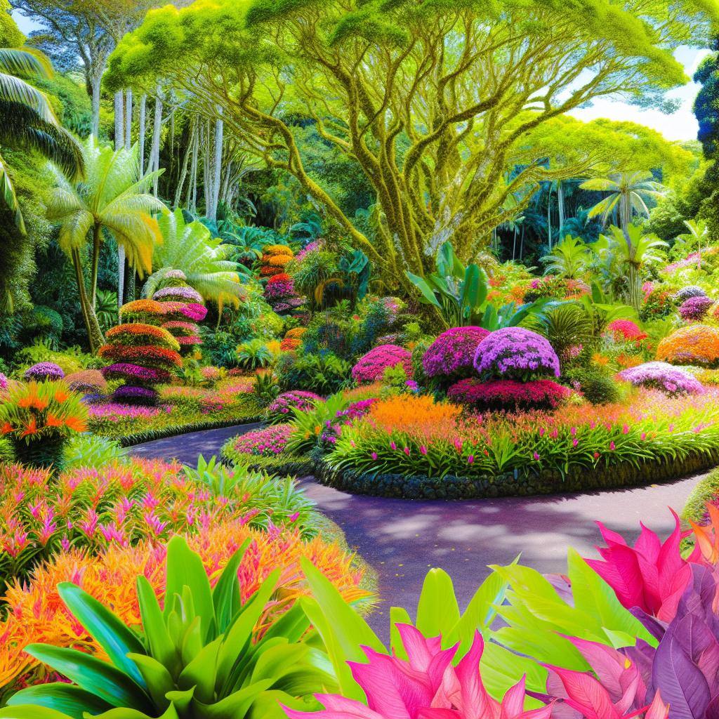 A lush tropical paradise with vibrant flowers, towering trees, and winding paths, the Balata Gardens offer a memorable experience for visitors.
