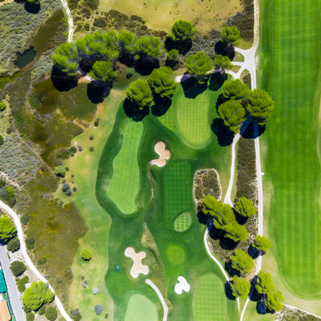 Vue aérienne dun terrain de golf luxuriant à Mars